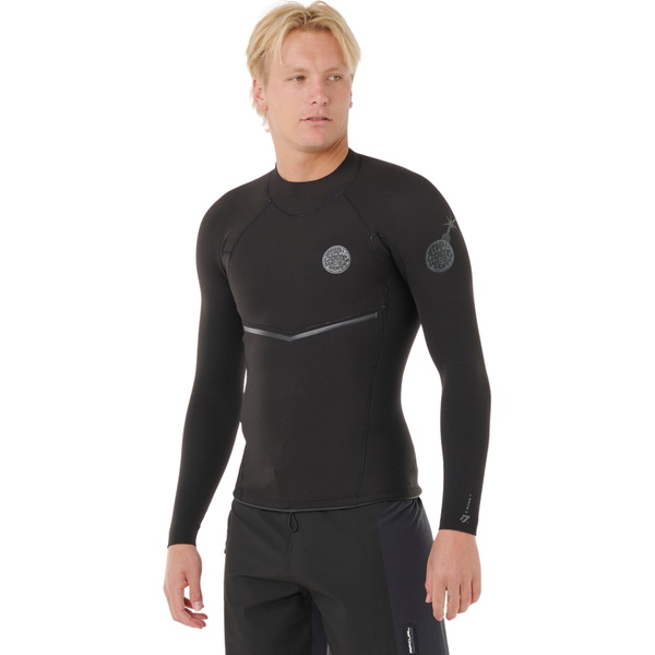 2026 Rip Curl Mens E-Bomb 1.5mm Long Sleeve Jacket 12HMWJ - Black